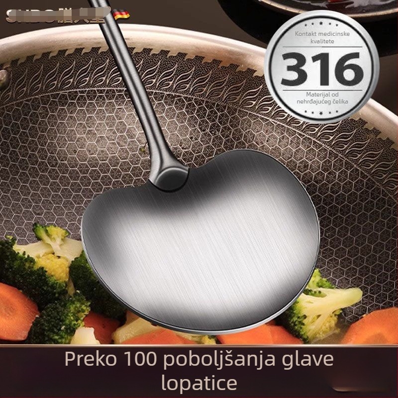 316 nehrđajući čelik, debela i produžena integrirana spatula – spatula za gljive, prehrambena kvaliteta, potpuno čelična kuhinjska žlica