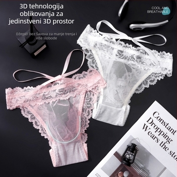 Muške gaćice od francuske čipke i mreže, stražnji otvor s mašnicom, niska struk