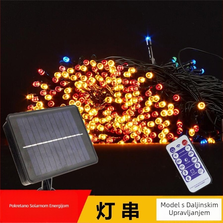 Solarne LED nizice za vanjsku dekoraciju, 100 LED, IP44, 1×2 m, treptanje, božićna bašta, zvjezdano nebo
