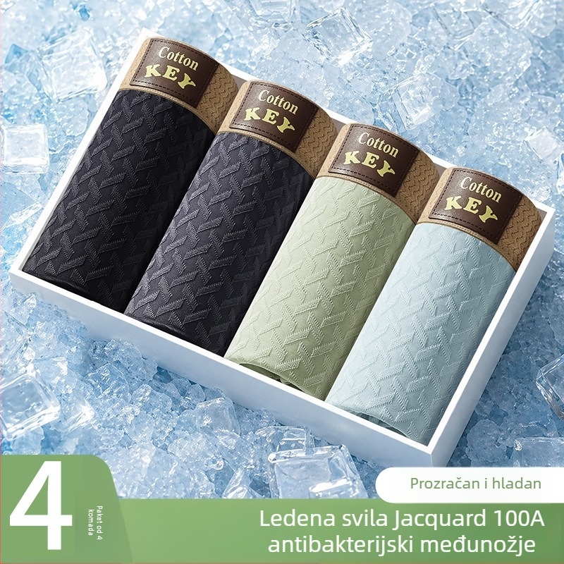 Muške bokserice od ice silk jacquard uzorka, srednji struk, prozračne, brzo sušeće