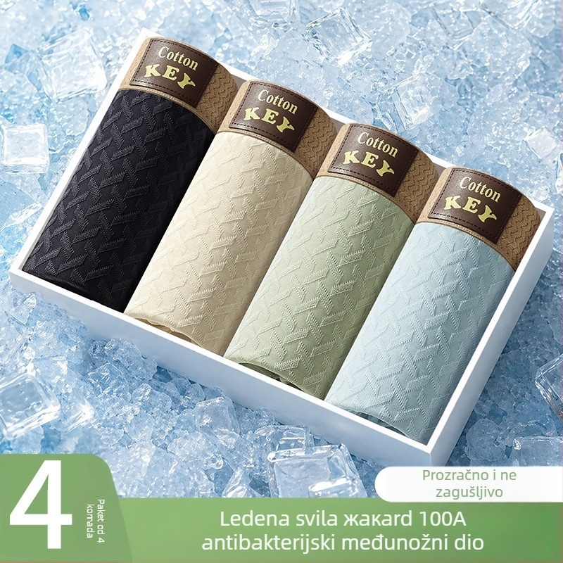 Muške bokserice od ice silk jacquard uzorka, srednji struk, prozračne, brzo sušeće