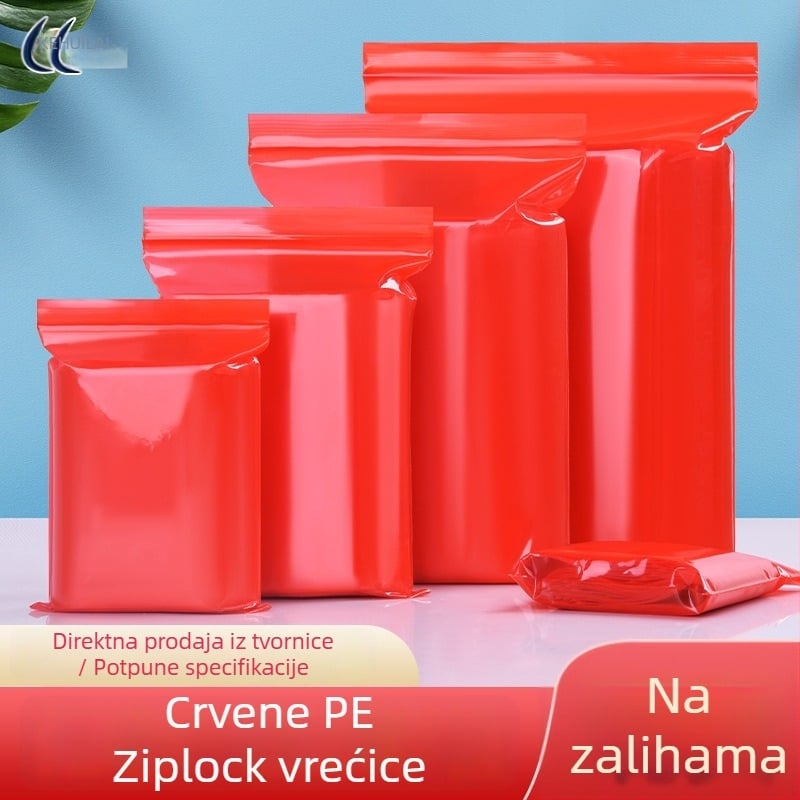 Crvena debela plastična vrećica sa zatvaračem, za nakit i porciju hrane