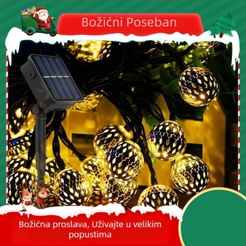 Solarna LED božićna svjetla u otvorenoj marokanskoj kugli, metalni umjetnički dekor za sobu