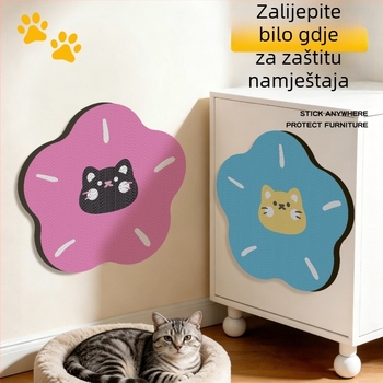 Bijela kartonska ploča za grebanje mačaka, svježi cvjetni dizajn, zidna, otporna na habanje, bez ispada dlake