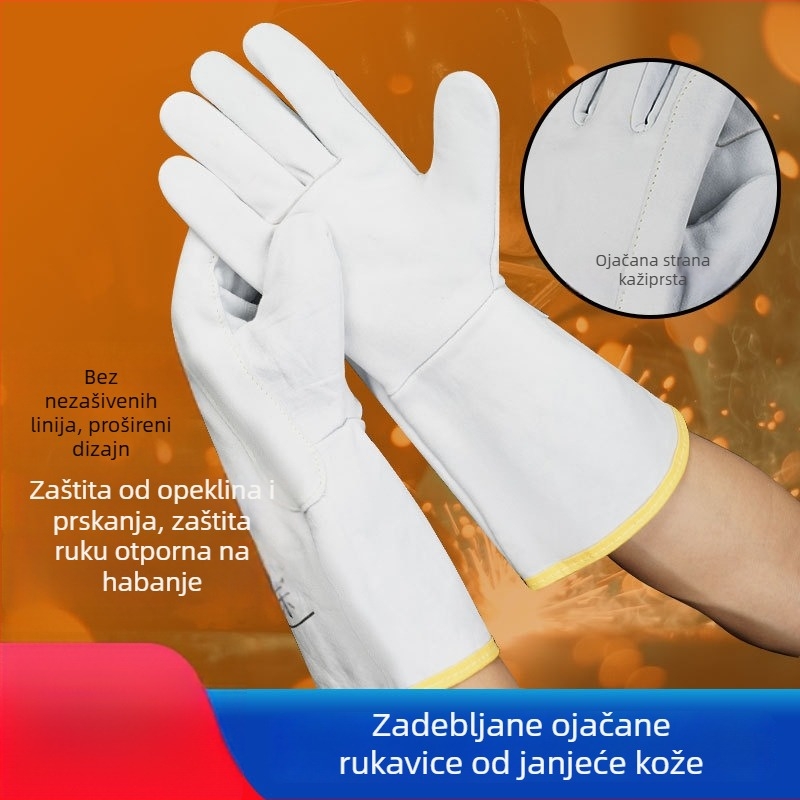 Kožne rukavice za zavarivanje od ovčje kože – zaštita od opeklina, toplinska izolacija, otpornost na habanje, visoke temperature, mekane, produženi manžeti