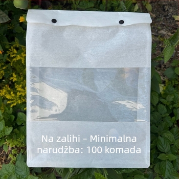 Ekološka vrećica za odjeću od pamuk papira, za džíne, pulover i košulju, sa skrivenom kopčom, biološki razgradiva, otisak loga
