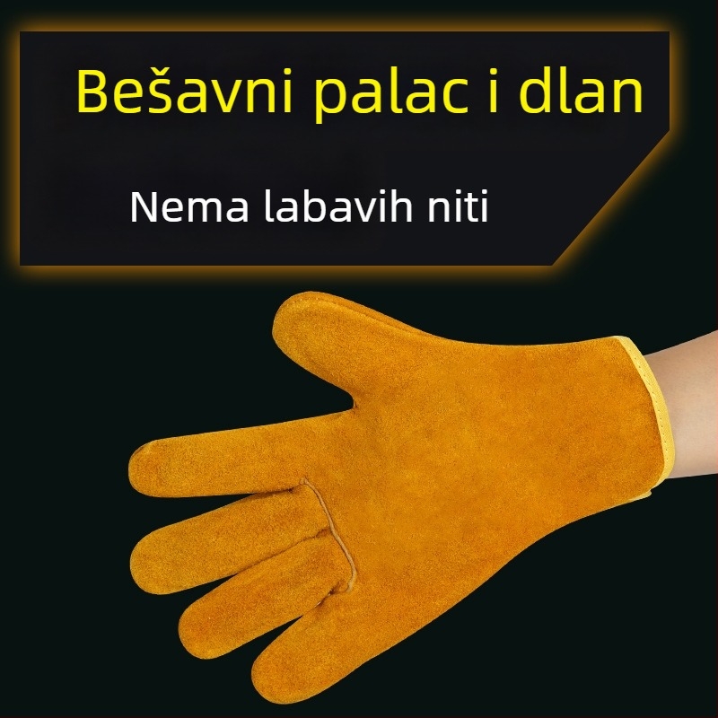 Kratke zaštitne rukavice za zavarivanje od teleće kože, cijela koža, debeli, otporne na plamen, toplinska izolacija, zaštita od opeklina