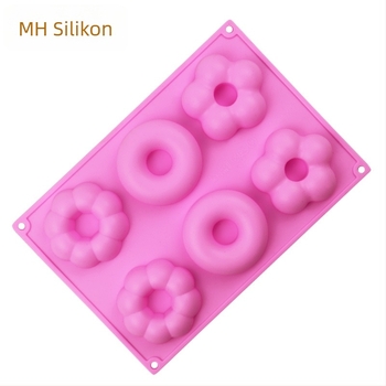 Silikonska forma za donute sa šest cvjetnih uzoraka, silikon visoke kakvoće, za DIY pečenje, otporna na visoke temperature