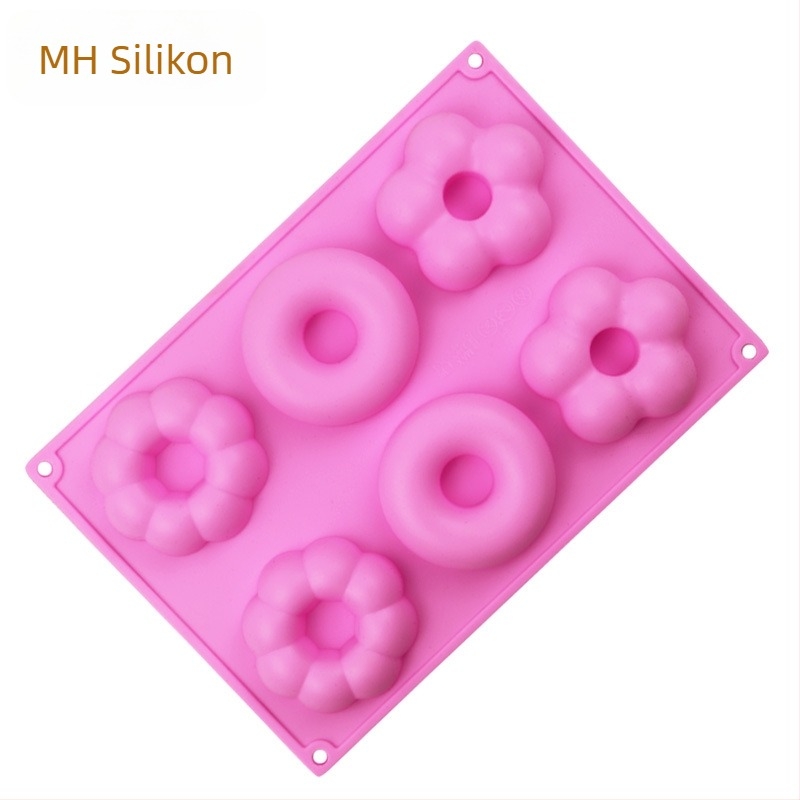 Silikonska forma za donute sa šest cvjetnih uzoraka, silikon visoke kakvoće, za DIY pečenje, otporna na visoke temperature