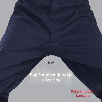 Muške radne hlače od pamuka s dodatnom podstavom, ravnog kroja, izdržljive za zavarivanje