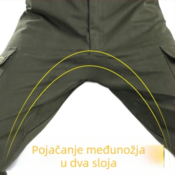 Muške radne hlače od pamuka s dodatnom podstavom, ravnog kroja, izdržljive za zavarivanje