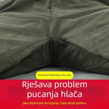 Muške radne hlače od pamuka s dodatnom podstavom, ravnog kroja, izdržljive za zavarivanje