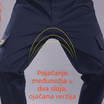 Muške radne hlače od pamuka s dodatnom podstavom, ravnog kroja, izdržljive za zavarivanje
