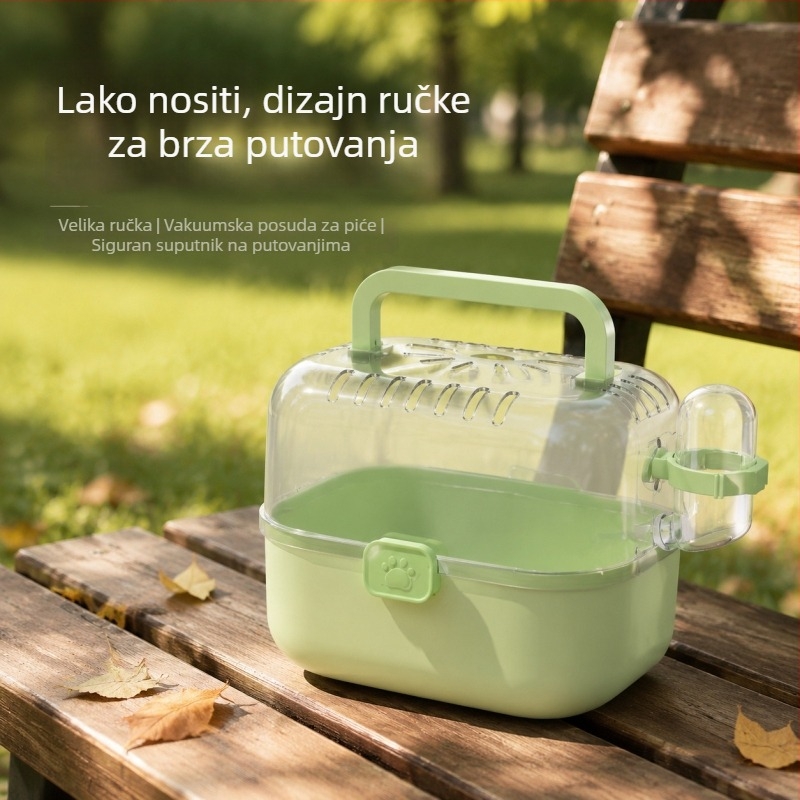Prozirni prijenosni kavez za hrčka, prostran unutrašnji prostor za izlazak na otvoreno