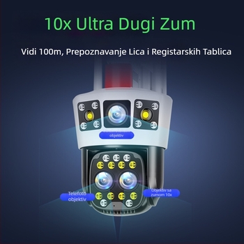 4G nadzorna kamera sa solarnim napajanjem, 360° pokrivenost, unutarnja/vanjska upotreba, noćni vid, pregled na mobitel