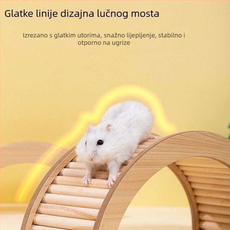 Drveni set za dekoraciju hrčka s ogradom, penjačkom ljestvicom i lukastim mostom – dekorativna platforma i igra za ublažavanje dosade