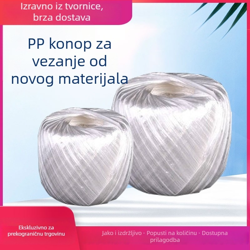 PP vezivanje užeta kugla, bijela, 200 g, dužina 160 m, širina 4 cm, debljina 0,02 mm, za pakiranje odjeće