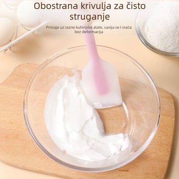 Visokootporna integrirana silikonska špatula za pečenje sa ugrađenim strugalicom za kremu