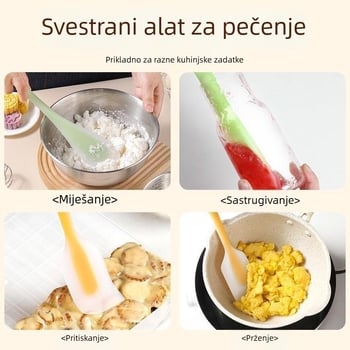 Visokootporna integrirana silikonska špatula za pečenje sa ugrađenim strugalicom za kremu