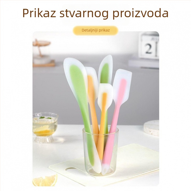 Visokootporna integrirana silikonska špatula za pečenje sa ugrađenim strugalicom za kremu