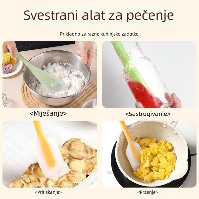 Visokootporna integrirana silikonska špatula za pečenje sa ugrađenim strugalicom za kremu