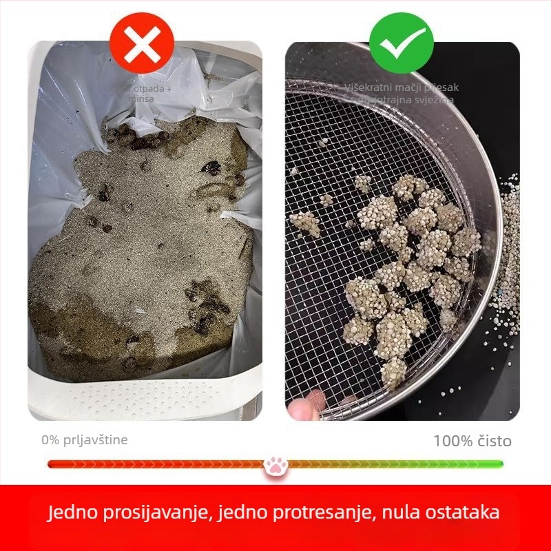 Sito za mačji pijesak s nehrđajućom mrežom, filter prašine iz mačjeg pijeska, bentonitno sito za kućnu upotrebu