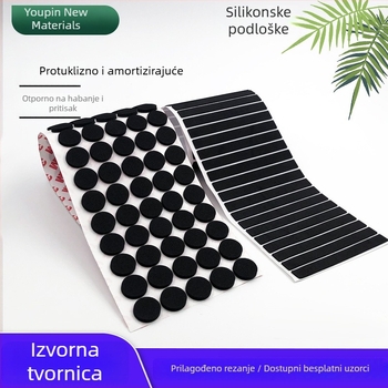 Crni kružni silikon podložak za namještaj (stolovi i stolice), protuklizni, zaštita od prašine, apsorbira udarce, otporan na habanje, samoljepljiv