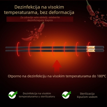 Visokokvalitetni štapići za jelo od legure, otporni na plijesan, otporni na klizanje, otporni na deformacije, otporni na toplinu, za kućnu upotrebu