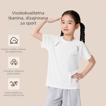 Dječji set kratkih rukava i šoraca za brzo sušenje, ljetni, Ice Silk mrežasti materijal, unisex, za uzrast 3–8 godina.