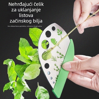 Alat za lišće od nehrđajućeg čelika i sječka začinskog bilja, višenamjenski kuhinjski alat s devet rupa