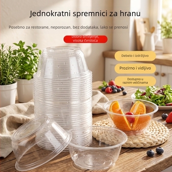 Set jednoraznih zdjela i štapića za jelo – okrugla, otporna na curenje plastična kutija za obrok za kućnu upotrebu