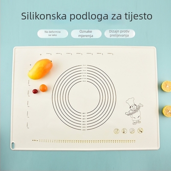 Silikonski pod za tijesto s mjernom skalom, ekstra debeo i velik, protuklizna površina, za knedle, mijesanje tijesta i pečenje