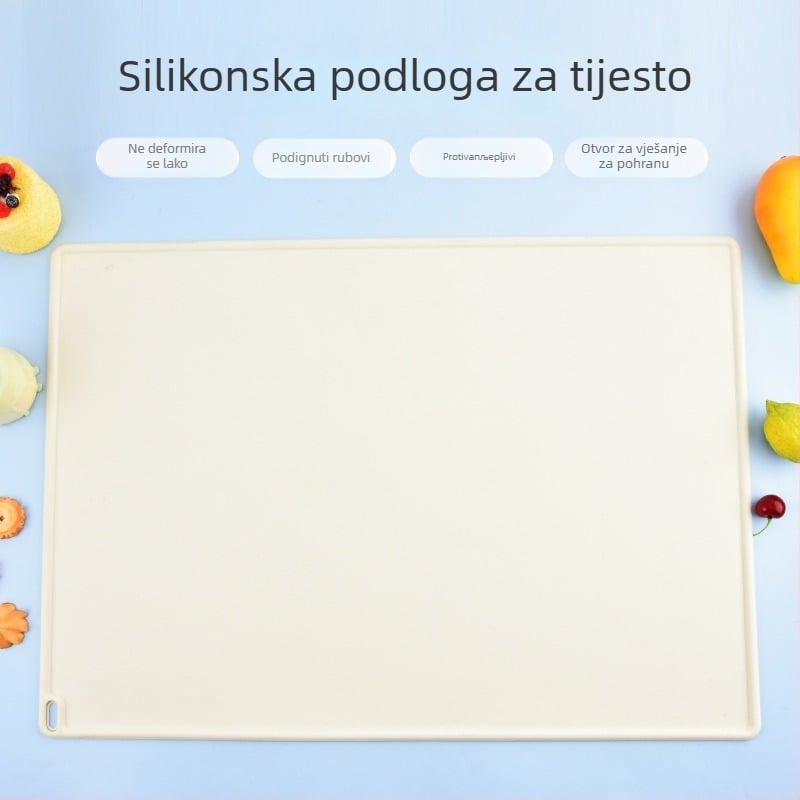 Silikonski pod za tijesto s mjernom skalom, ekstra debeo i velik, protuklizna površina, za knedle, mijesanje tijesta i pečenje