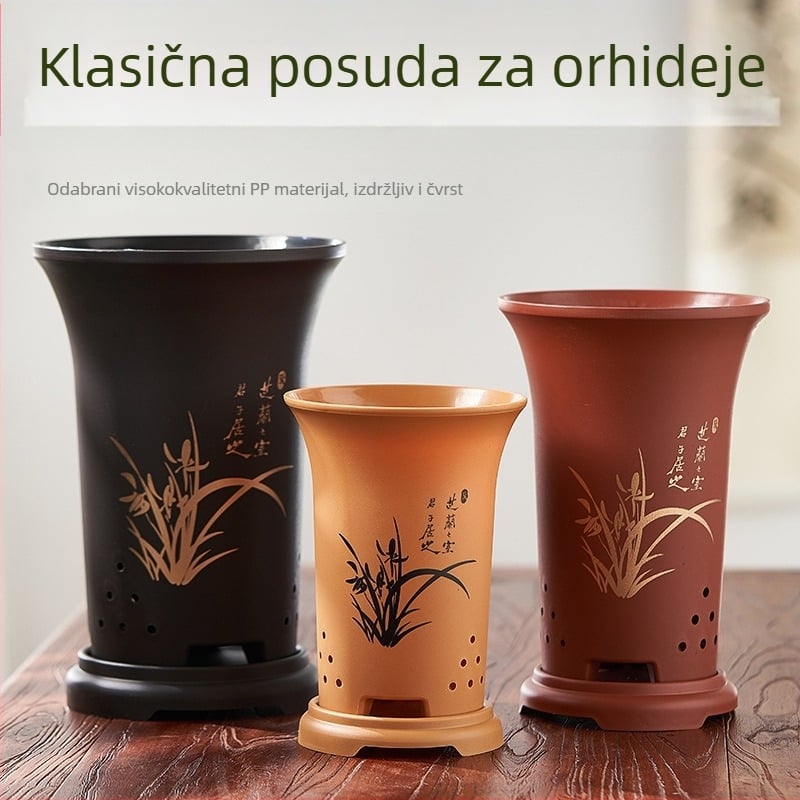 Plastični lonac za orhideje sa bočnim rupama, visoke kvalitete, podignut dizajn, prozračan i izdržljiv