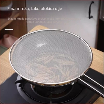 Nehrđajući čelik, okrugli poklopac za lonac s drškom, zaštita od prskanja ulja i mrežica za zaštitu od prskanja
