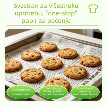 Retro silikon papir za pečenje, prehrambene klase, otporan na visoke temperature, za pečenje i zraka-fritiranje, otporan na masnoću, neprijanjajući