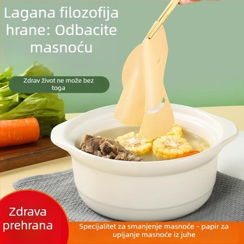 Papir za apsorpciju ulja za hranu, namijenjen juhama, kuhanju i dinstanju; kuhinjski filtrirajući papir za uklanjanje ulja, kvalitete hrane