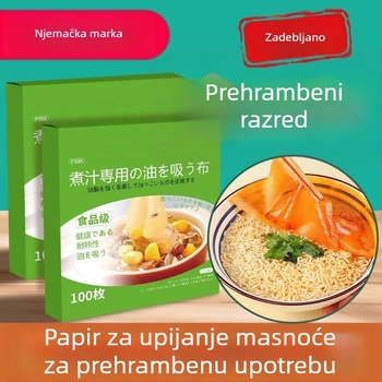 Papir za apsorpciju ulja za hranu, namijenjen juhama, kuhanju i dinstanju; kuhinjski filtrirajući papir za uklanjanje ulja, kvalitete hrane