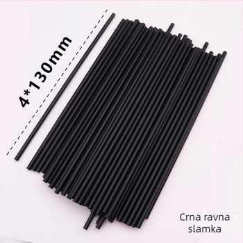 Jednokratna crna plastična slamka za koktele, prehrambene klase PP, 4 × 210 mm