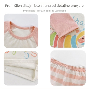 Dječji set za proljeće i jesen: pamuk majica s okruglim izrezom i hlače, prozračne, mekane na koži, kućna odjeća