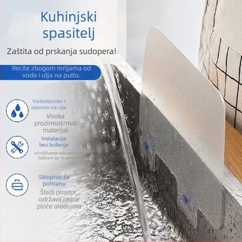 Prozirni zaštitnik od prskanja ulja na štednjaku, otporan na visoke temperature, fiksiranje usisnom držačem, lako za čišćenje