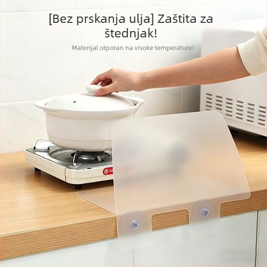Prozirni zaštitnik od prskanja ulja na štednjaku, otporan na visoke temperature, fiksiranje usisnom držačem, lako za čišćenje
