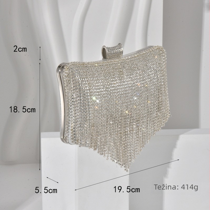 Ženska večernja torbica s resicama, PU koža, mala pravokutna clutch torba za večernje događaje, urban stil