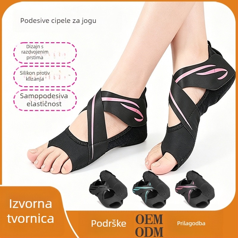 Ženske tenisice za jogu i sport s otvorenim prstom, unutarnjom protukliznom trakom, prilagodljive za Pilates, silikonske široke plesne tenisice