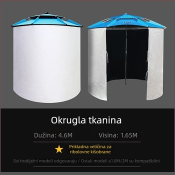 Vanjska dvostruko slojna ribolovna kišobran s zaštitom od kiše i sunca, sklopiva i čvrsta.