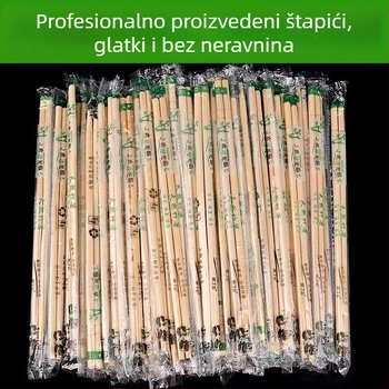 Jednokratne bambus štapiće za jelo, pojedinačno pakirani za dostavu, male zaobljene vrhove, higijenski i praktični, panda dizajn, OPP5.0/5.5