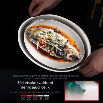 Ovalni posuda za doručak od nehrđajućeg čelika 304, satin završna obrada, debela konstrukcija