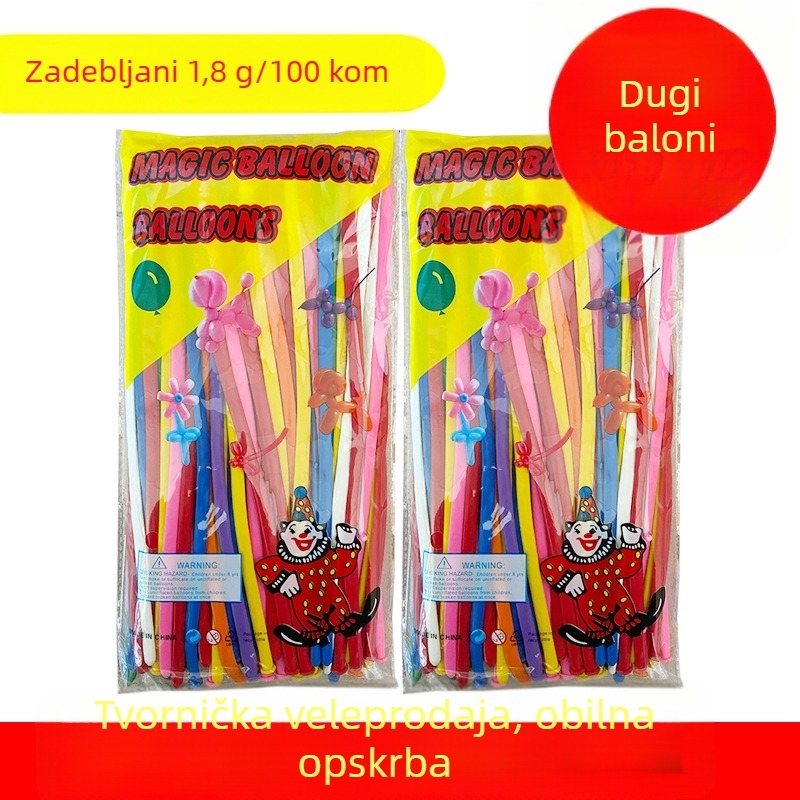 1.8 g mat latex magični dugi balon, balon u obliku trake za dekoraciju