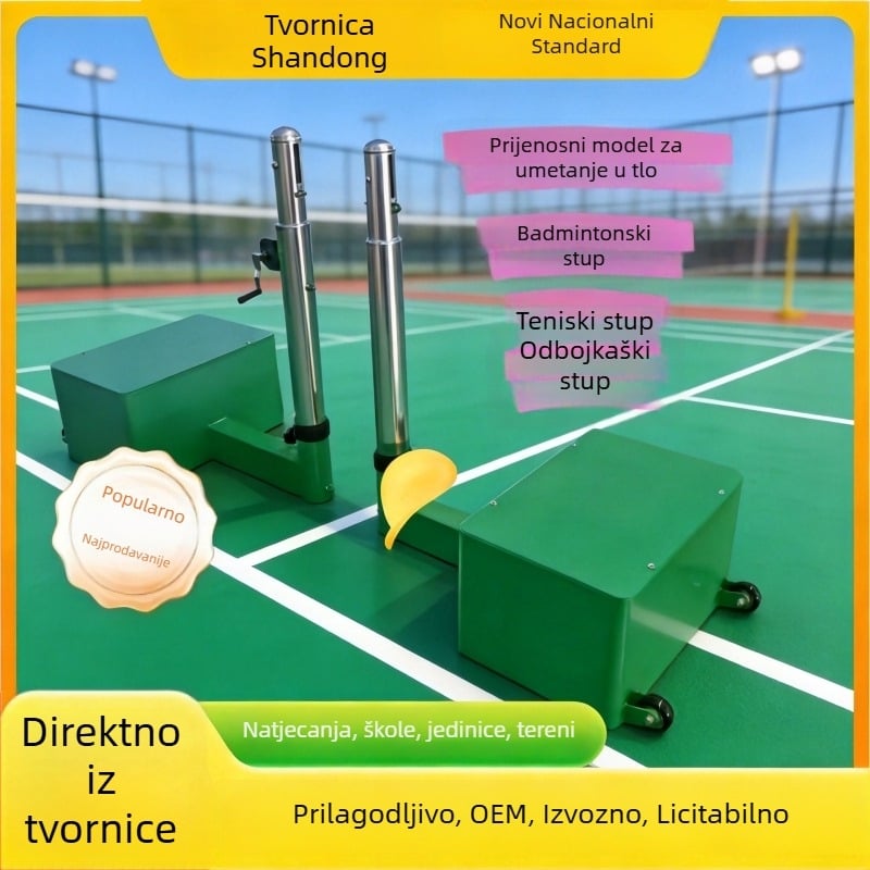 Prijenosni tenis stupac i višesportne kolone lopti za badminton, odbojku i pickleball