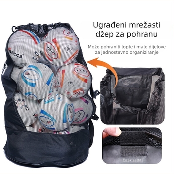 Mrežasta torba za pohranu lopti za nogomet, košarku i odbojku — velika kapaciteta